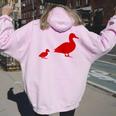 Mama Duck 1 Duckling Animal Family R Women Oversized Hoodie Back Print Light Pink