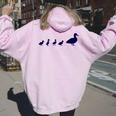 Mama Duck 4 Ducklings Animal Family B Women Oversized Hoodie Back Print Light Pink