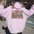 Mama Western Country Cow Skull Cowhide Mom Hippies Mama Women Oversized Hoodie Back Print Light Pink