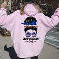 Messy Bun Cape Verdean Girl & Cape Verde Flag Glasses Bhm Women Oversized Hoodie Back Print Light Pink