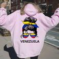 Messy Bun Girl Venezuela Pride Latina Venezuelan Women Women Oversized Hoodie Back Print Light Pink