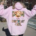Mom And Dad Birthday Girl Cow Family Party Decorations Women Oversized Hoodie Back Print Light Pink
