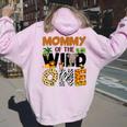 Mommy Of The Birthday Wild One Safari Mom And Dad Boy Family Women Oversized Hoodie Back Print Light Pink