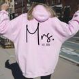 Mrs Est 2024 Just Married Wedding Wife Hubby Mr & Mrs Women Oversized Hoodie Back Print Light Pink