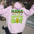 Nana Of The Birthday Boy Turtle Family Matching Women Oversized Hoodie Back Print Light Pink