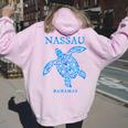 Nassau Bahamas Sea Turtle Boys Girls Toddler Souvenir Women Oversized Hoodie Back Print Light Pink