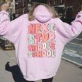 Next Stop Middle School Groovy Elementary School Graduation Women Oversized Hoodie Back Print Light Pink