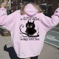 My Nice Button Is Out Of Order Owl Black Women Oversized Hoodie Back Print Light Pink