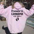 Promoted To Grandma Est 2024 New Grandma Grandmother Women Oversized Hoodie Back Print Light Pink