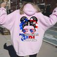 Puerto Rico Flag Messy Puerto Rican Girls Souvenirs Women Oversized Hoodie Back Print Light Pink