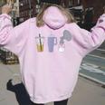 Pumping Mama Trio Breastfeeding Postpartum Nursing New Mom Women Oversized Hoodie Back Print Light Pink