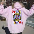 Queen Of Hearts Feminist For Playing Cards Women Oversized Hoodie Back Print Light Pink