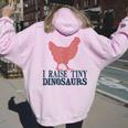 I Raise Tiny Dinosaurs Vintage Retro Chicken Silhouette Women Oversized Hoodie Back Print Light Pink