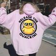 Release The Quackin I Love Duck Lovers Yellow Duck Women Oversized Hoodie Back Print Light Pink