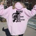 Retro Man Of God Husband Dad Protector Hero Dad Christian Women Oversized Hoodie Back Print Light Pink