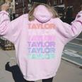 Retro Taylor Girl Boy First Name Pink Groovy Birthday Party Women Oversized Hoodie Back Print Light Pink