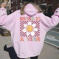 Seven Is A Vibe Cute Groovy 7Th Birthday Party Daisy Flower Women Oversized Hoodie Back Print Light Pink