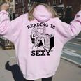 Sexy Pin Up Girl Comic Book Vintage Reading Is Sexy Women Oversized Hoodie Back Print Light Pink