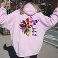 Sunflower Free Mom Hugs Butterfly Lgbt Pride Month Women Oversized Hoodie Back Print Light Pink