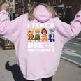 Super Hero Teacher Apparel I Teach Pre-K Superheroes Women Oversized Hoodie Back Print Light Pink