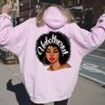 Unbothered African American Black Girl Afro Queen Women Oversized Hoodie Back Print Light Pink