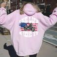 Us American Flag Biker Motorcycle T For Women Women Oversized Hoodie Back Print Light Pink
