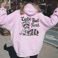 Vintage Cute But Feral Raccoon Lover Presents Raccoon Women Oversized Hoodie Back Print Light Pink