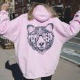 Vintage Mama Bear Face Sunglasses Mom Mommy Mother's Day Women Oversized Hoodie Back Print Light Pink