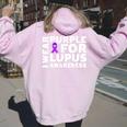 I Wear Purple For Lupus Awareness Month Lupus Support Women Oversized Hoodie Back Print Light Pink