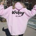Wife Est 2024 Just Married Honeymoon Husband Wedding Couple Women Oversized Hoodie Back Print Light Pink