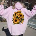 Yellow Sunflower Cute Summer Sun Flowers Floral Positivity Women Oversized Hoodie Back Print Light Pink