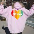 Youth Girls Sienna Name Heart Retro Vintage Women Oversized Hoodie Back Print Light Pink