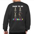 Dare To Be Yourself Autism Awareness Dabbing Skeleton Sweatshirt Back Print