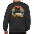 Ew People Black Cat Retro Cat Lover Sweatshirt Back Print