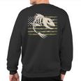 Fish Bones Skeleton Camo Us American Flag Camouflage Fishing Sweatshirt Back Print