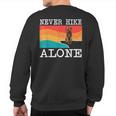 Never Hike Alone Wirehaired Pointing Griffon Graphic Hiking Sweatshirt Back Print