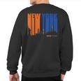 New York Orange & Blue Skyline Vintage Silhouette Sweatshirt Back Print