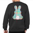 Plaid Pastel Multi Color Gingham Check Easter Bunny Sweatshirt Back Print