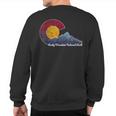 Rocky Mountain National Park Flag Inspired Scene Sweatshirt Back Print