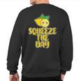 Squeeze The Day Vitamin C Small Evergreen Tree Yellow Lemons Sweatshirt Back Print