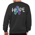 Suicide Prevention Purple Turquoise Ribbon Hope Sweatshirt Back Print