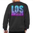 Turquoise Pink Tropical Palm Tree Los Angeles Sweatshirt Back Print