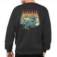 Vintage Disc Golf Player I Dinosaur Disc Golf Basket Retro Sweatshirt Back Print