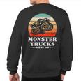 Vintage Monster Truck Are My Jam Retro Sunset Cool Engines Sweatshirt Back Print