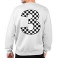 Checkered Birthday 3 Three Race Car 3Rd Birthday Racing Car Sweatshirt Back Print