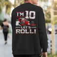 10Th Birthday Race Car 10 Year Old Let's Roll Toddler Boy Sweatshirt Back Print