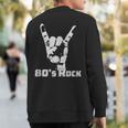 80S Rock N Roll Band Hand Horns Vintage Style Sweatshirt Back Print