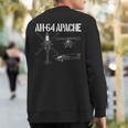 Ah64 Apache Schematic Military Attack Helicopter Apache Sweatshirt Back Print