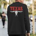 Distressed Texas Angry Longhorn Bull Sweatshirt Back Print