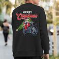 Santa Claus With Motorcycle Xmas Tree Merry Christmas Sweatshirt Back Print